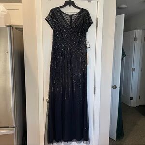 Adrianna Papell Black Sequin Evening Gown